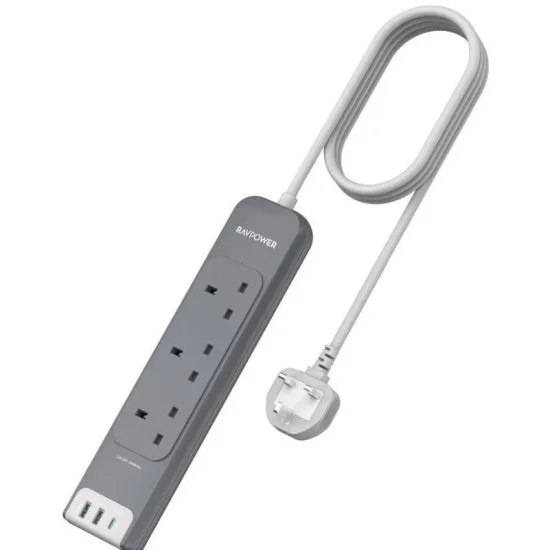 Ravpower 3 Outlets Power Strip Gray Uk Version 3M With Usb Port - Gray